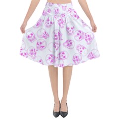 A Lot Of Skulls Pink Flared Midi Skirt by jumpercat