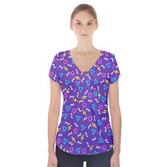 Retro Wave 1 Short Sleeve Front Detail Top by jumpercat