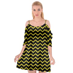 Yellow Chevron Cutout Spaghetti Strap Chiffon Dress by jumpercat