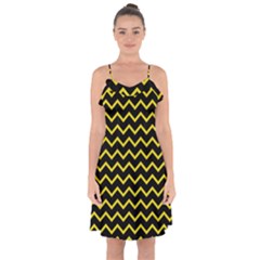 Yellow Chevron Ruffle Detail Chiffon Dress by jumpercat