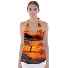 Alabama Sunset Dusk Boat Fishing Babydoll Tankini Top by BangZart