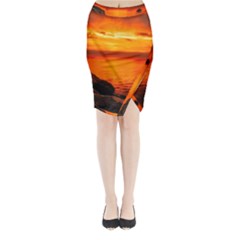 Alabama Sunset Dusk Boat Fishing Midi Wrap Pencil Skirt by BangZart