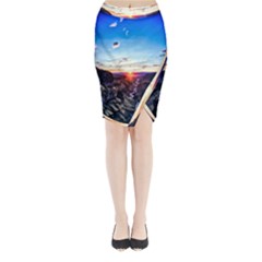 Iceland Landscape Mountains Stream Midi Wrap Pencil Skirt by BangZart