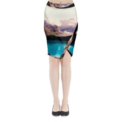 Austria Mountains Lake Water Midi Wrap Pencil Skirt by BangZart