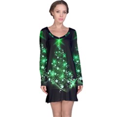 Christmas Tree Background Long Sleeve Nightdress by BangZart