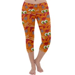 Animals Pet Cats Mammal Cartoon Capri Yoga Leggings by BangZart
