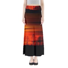Tree Series Sun Orange Sunset Full Length Maxi Skirt by BangZart