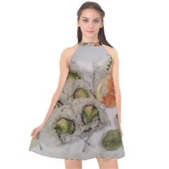 Sushi And Bento Halter Neckline Chiffon Dress  by all7sins