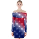 America Patriotic Red White Blue Long Sleeve Off Shoulder Dress View1