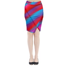 Diagonal Gradient Vivid Color 3d Midi Wrap Pencil Skirt by BangZart