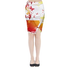 Spring Butterfly Flower Plant Midi Wrap Pencil Skirt by BangZart