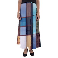 Glass Facade Colorful Architecture Flared Maxi Skirt by BangZart