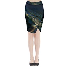 Commercial Street Night View Midi Wrap Pencil Skirt by BangZart