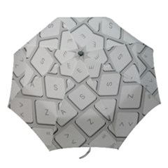 Keyboard Letters Key Print White Folding Umbrellas by BangZart