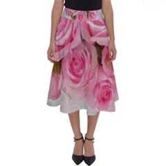 Pink Roses Perfect Length Midi Skirt by NouveauDesign