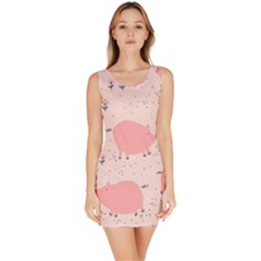 Pigs And Flowers Bodycon Dress by Bigfootshirtshop
