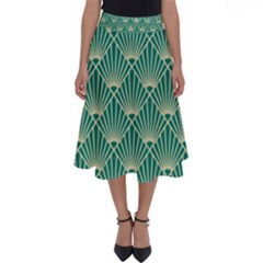 Green Fan  Perfect Length Midi Skirt by NouveauDesign