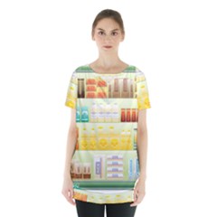 Supermarket Shelf Coffee Tea Grains Skirt Hem Sports Top by Celenk