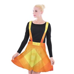 Pattern Retired Background Orange Suspender Skater Skirt by Celenk