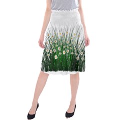 Spring Flowers Grass Meadow Plant Midi Beach Skirt by Celenk