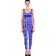 Background Mosaic Purple Blue Onepiece Catsuit by Celenk