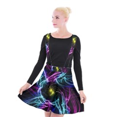 Abstract Art Color Design Lines Suspender Skater Skirt by Celenk