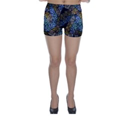 Multi Color Tile Twirl Octagon Skinny Shorts by Celenk