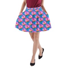Seamless Flower Pattern Colorful A-line Pocket Skirt by Celenk