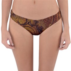 Copper Caramel Swirls Abstract Art Reversible Hipster Bikini Bottoms by Celenk
