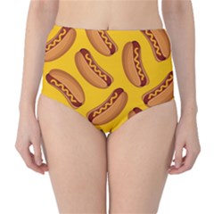 Hot Dog Seamless Pattern High-waist Bikini Bottoms by Celenk