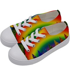 Christmas Colorful Rainbow Colors Kids  Low Top Canvas Sneakers by Celenk
