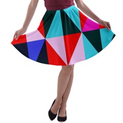 Geometric Pattern A-line Skater Skirt by Celenk