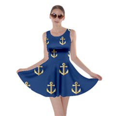 Gold Anchors Background Skater Dress by Celenk