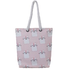 Pattern Cat Pink Cute Sweet Fur Full Print Rope Handle Tote (small) by Celenk