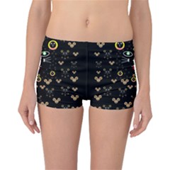 Merry Black Cat In The Night And A Mouse Involved Pop Art Boyleg Bikini Bottoms by pepitasart