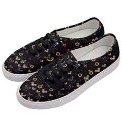 Merry Black Cat In The Night And A Mouse Involved Pop Art Women s Classic Low Top Sneakers by pepitasart