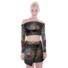 Whole Complete Human Qualities Off Shoulder Top With Mini Skirt Set by Celenk