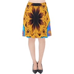 Digital Art Fractal Artwork Flower Velvet High Waist Skirt by Celenk