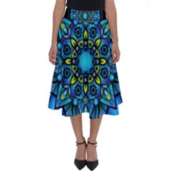 Mandala Blue Abstract Circle Perfect Length Midi Skirt by Celenk
