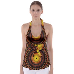 Mandala Psychedelic Neon Babydoll Tankini Top by Celenk