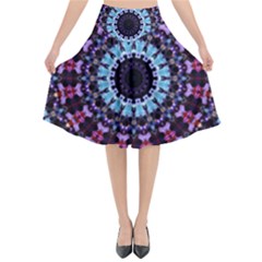 Kaleidoscope Shape Abstract Design Flared Midi Skirt by Celenk