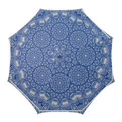 Blue Mandala Kaleidoscope Golf Umbrellas by Celenk