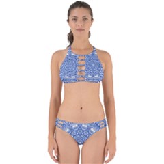 Blue Mandala Kaleidoscope Perfectly Cut Out Bikini Set by Celenk