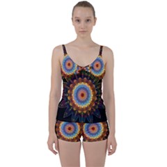 Colorful Prismatic Chromatic Tie Front Two Piece Tankini by Celenk