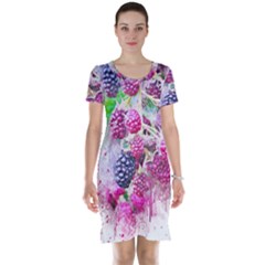 Blackberry Fruit Art Abstract Short Sleeve Nightdress by Celenk