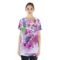 Blackberry Fruit Art Abstract Skirt Hem Sports Top by Celenk