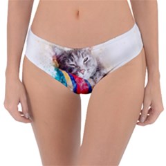 Cat Kitty Animal Art Abstract Reversible Classic Bikini Bottoms by Celenk