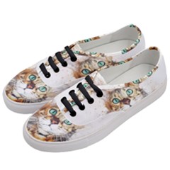 Cat Animal Art Abstract Watercolor Women s Classic Low Top Sneakers by Celenk