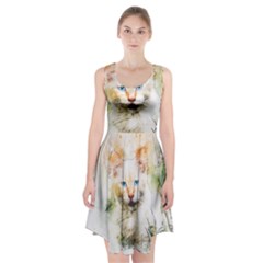 Cat Animal Art Abstract Watercolor Racerback Midi Dress by Celenk