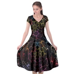 Background Grid Art Abstract Cap Sleeve Wrap Front Dress by Celenk